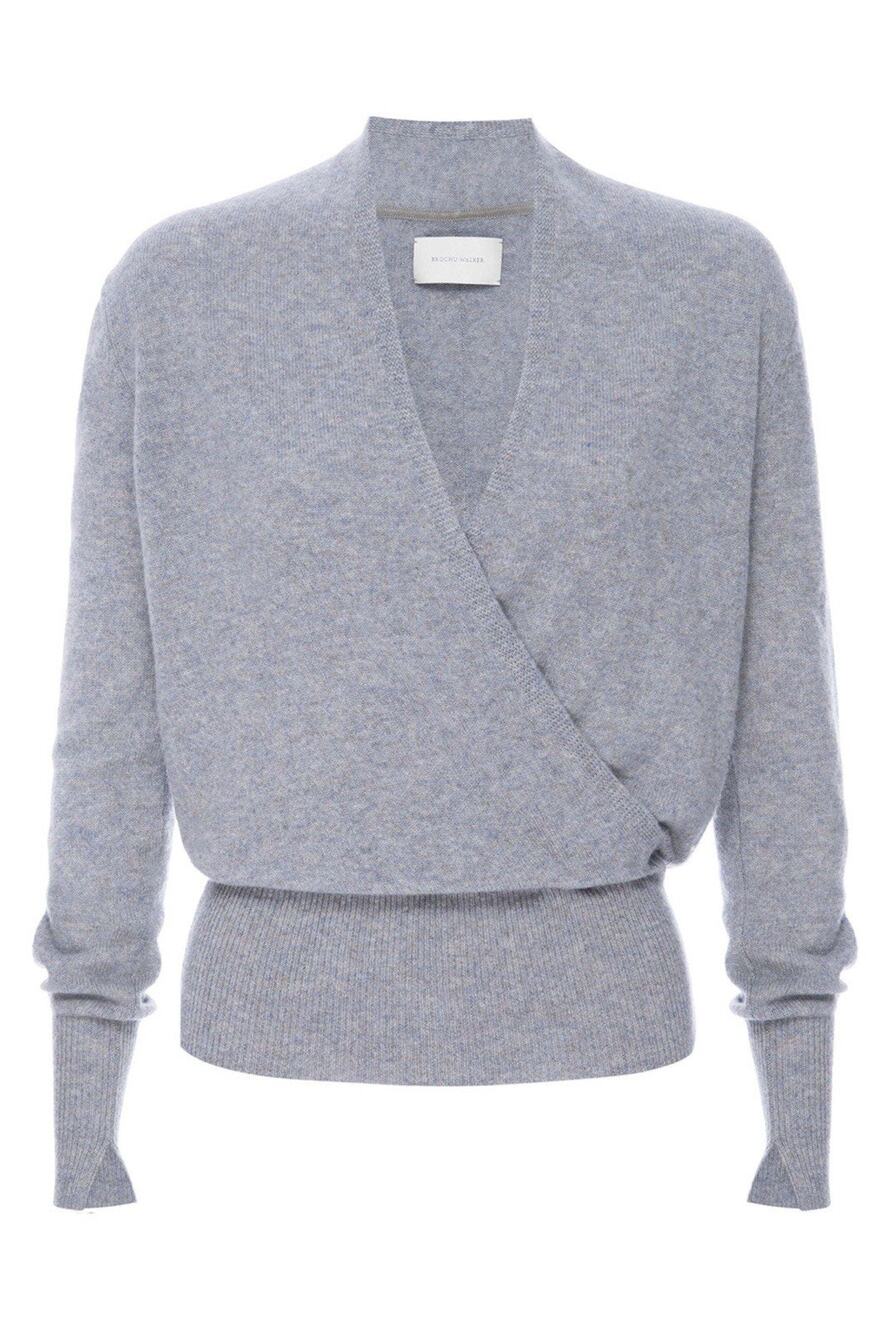 Brochu Walker 100% Cashmere Sweater Isla Blue Melange Phinneas Wrap Small